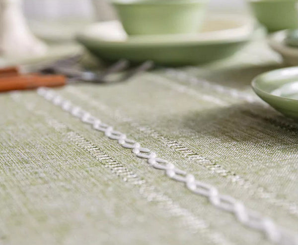 Rectangular Tablecloth for Sale, Modern Table Cloths for Dining Room, Kitchen Rectangular Table Covers, Farmhouse Green Cotton and Linen Table Cloth-Grace Painting Crafts