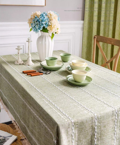 Rectangular Tablecloth for Sale, Modern Table Cloths for Dining Room, Kitchen Rectangular Table Covers, Farmhouse Green Cotton and Linen Table Cloth-Grace Painting Crafts