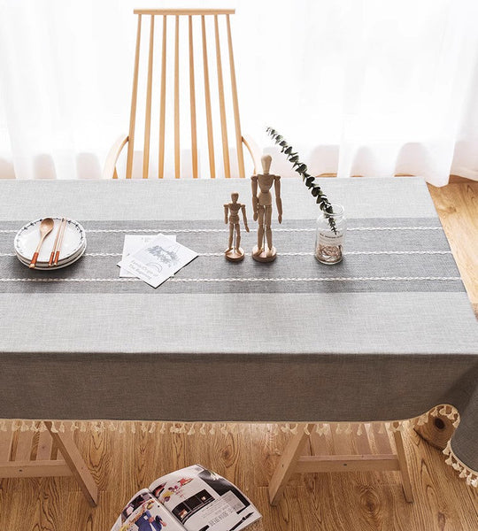 Dining Room Table Large Rectangle Table Cover, Modern Rectangular Table Cloth for Oval Table, Cotton and Linen Tablecloth for Kitchen-Grace Painting Crafts