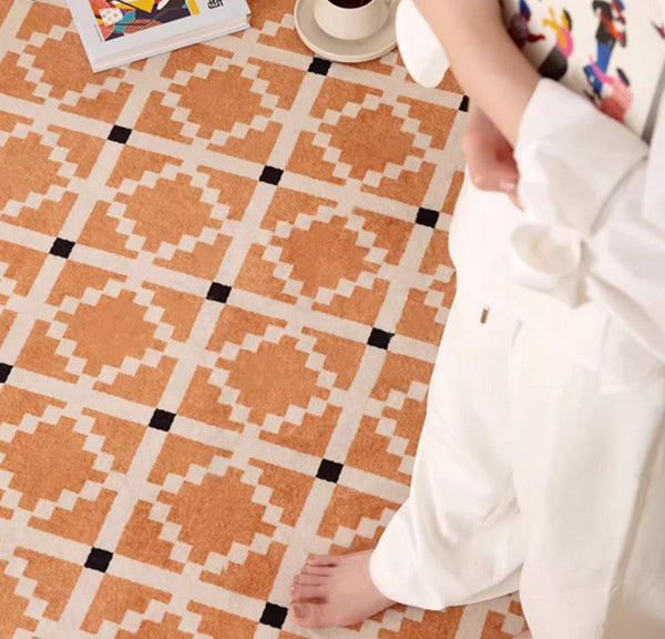 Geometric Modern Rug Ideas for Living Room, Circular Modern Rugs for Bathroom, Modern Rugs for Children's Room, Mid Century Modern Round Rugs for Dining Room-Grace Painting Crafts