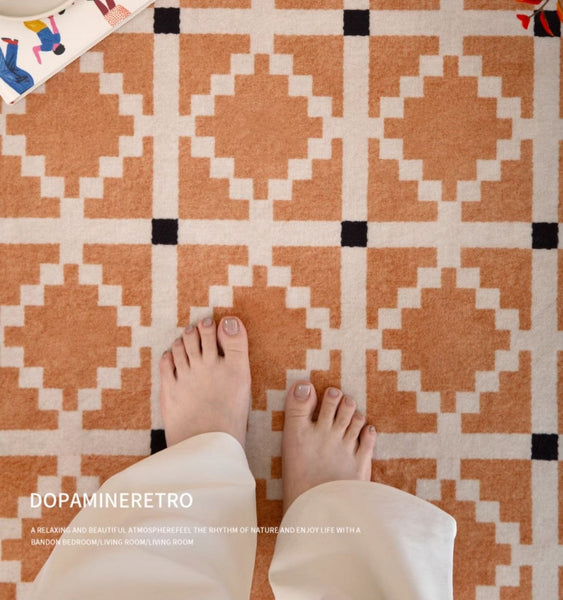 Geometric Modern Rug Ideas for Living Room, Circular Modern Rugs for Bathroom, Modern Rugs for Children's Room, Mid Century Modern Round Rugs for Dining Room-Grace Painting Crafts