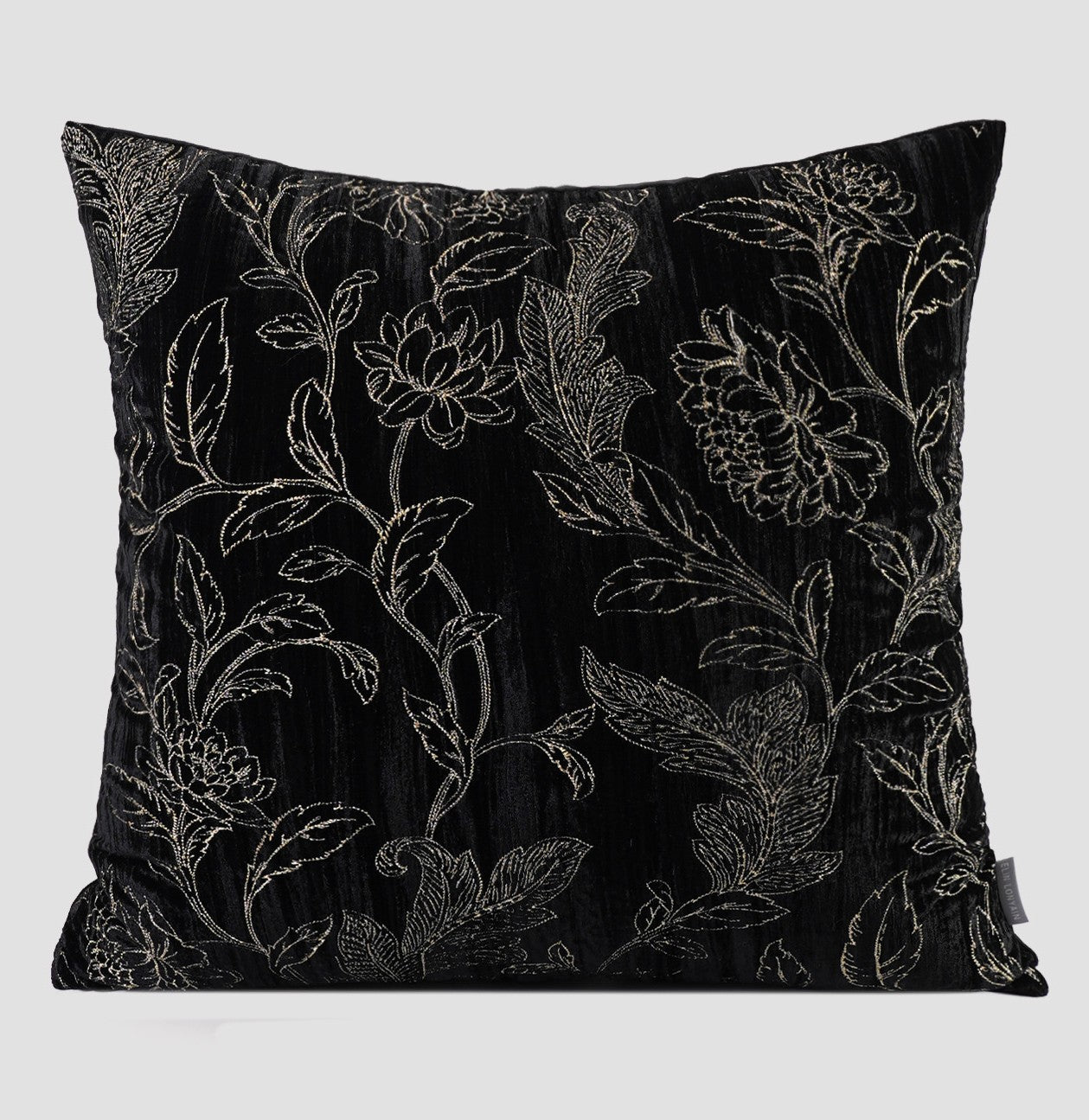 Contemporary Modern Sofa Pillows, Black Embroidery Flower Pattern Pillows for Couch, Decorative Throw Pillows for Bedroom, Large Modern Sofa Pillow for Dining Room-Grace Painting Crafts
