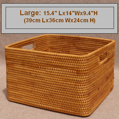 Rectangular Storage Basket for Shelves, Rattan Storage Basket for Kitchen, Storage Baskets for Bathroom, Woven Storage Baskets for Clothes-Grace Painting Crafts