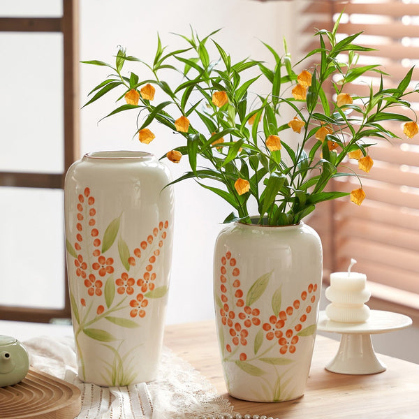 Porcelain Flower Vases, Large Flower Vases on Table, Dining Table Centerpiece, Ceramic Bouquet Vases, Handmade Water Holding Flower Vase-Grace Painting Crafts