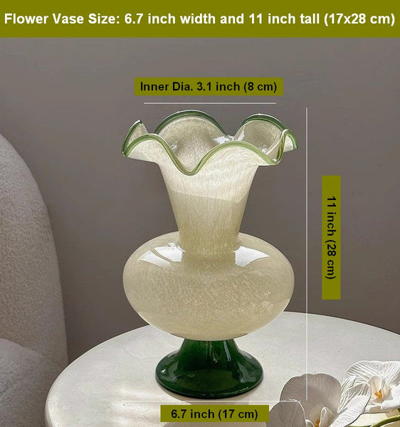 Bouquet Flower Vase, Vintage Glass Flower Vases, Water Holding Flower Vases, Glass Bud Vases, Handmade Flower Vases on Table-Grace Painting Crafts