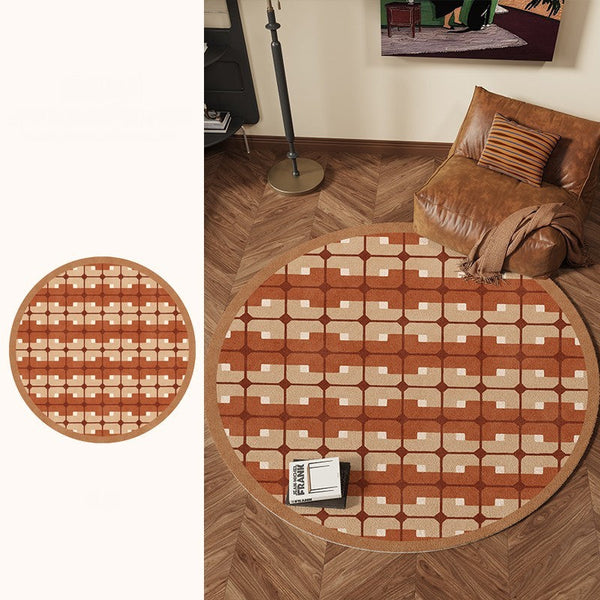 Abstract Contemporary Round Rugs, Modern Rugs under Coffee Table, Modern Rugs for Dining Room, Geometric Modern Rugs for Bedroom
