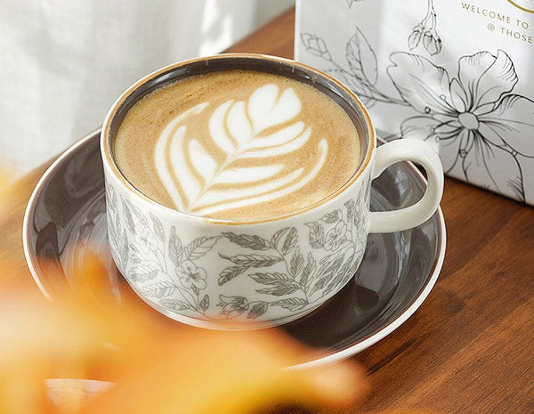 Vintage Porcelain Tea Cup Saucer Set, 8 oz British Tea Cup and Saucer in Gift Box, Royal Ceramic Cups, Elegant Ceramic Coffee Cups-Grace Painting Crafts