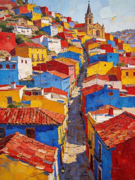 Original Landscape Art, Guanajuato's Luminous Landscape, Small Oil Paintings, Hand Painted Canvas Art, Buy Paintings Online, Landscape Paintings-Grace Painting Crafts