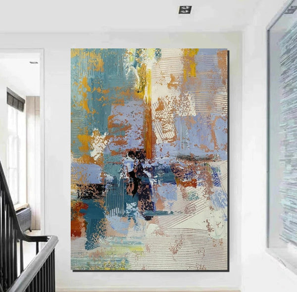 Acrylic Abstract Painting Behind Sofa, Acrylic Painting for Sale, Large Painting on Canvas, Living Room Wall Art Paintings, Buy Paintings Online-Grace Painting Crafts