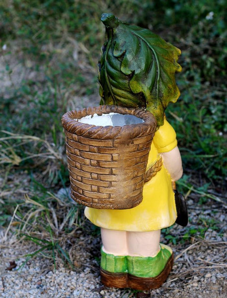 Large Boy Cart and Girl Carry Basket Statues, Flower Pot, Garden Courtyard Ornament, Gardening Ideas, House Warming Gift-Grace Painting Crafts