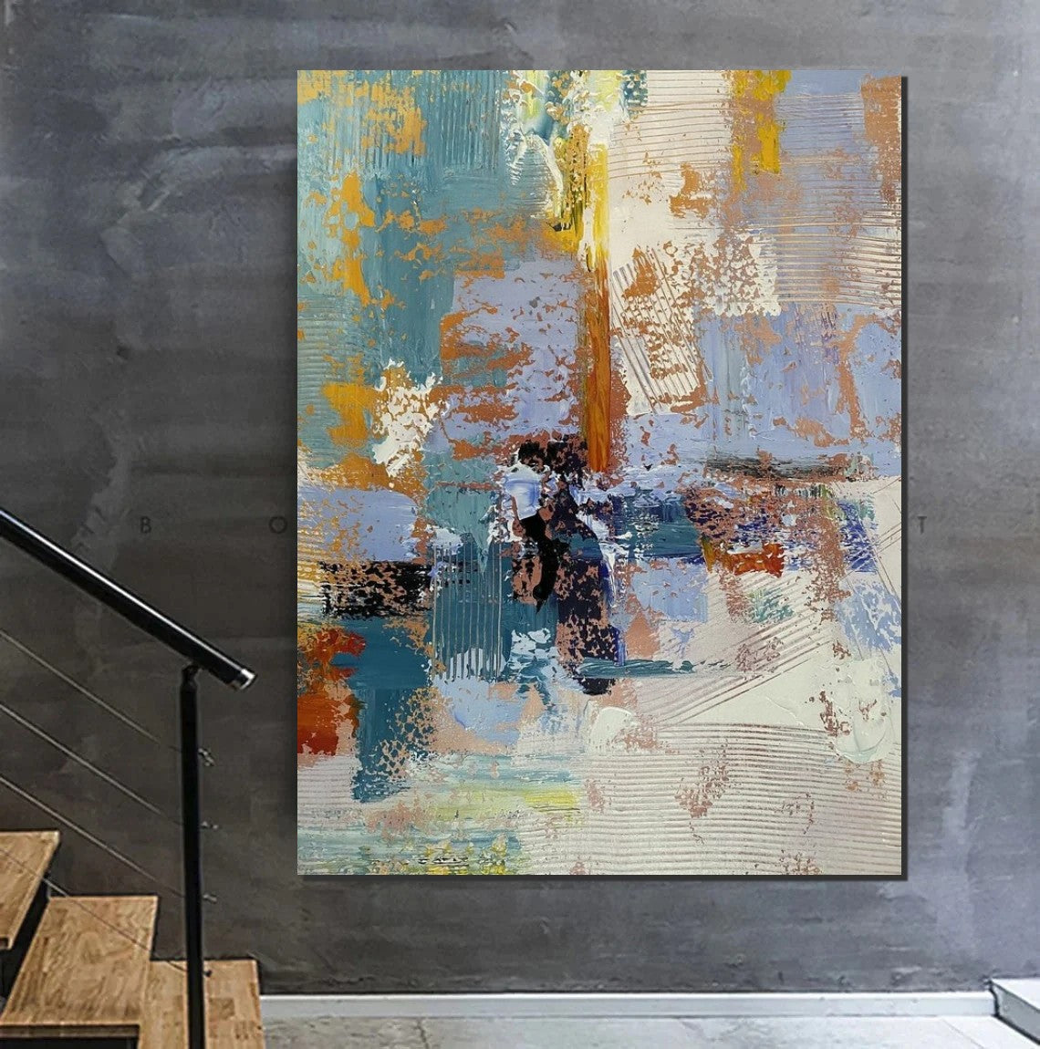 Black White Abstract Acrylic Painting, Extra Large Art Behind Sofa, Contemporary Hand Painted Canvas, Dramatic Monochrome Wall Hanging