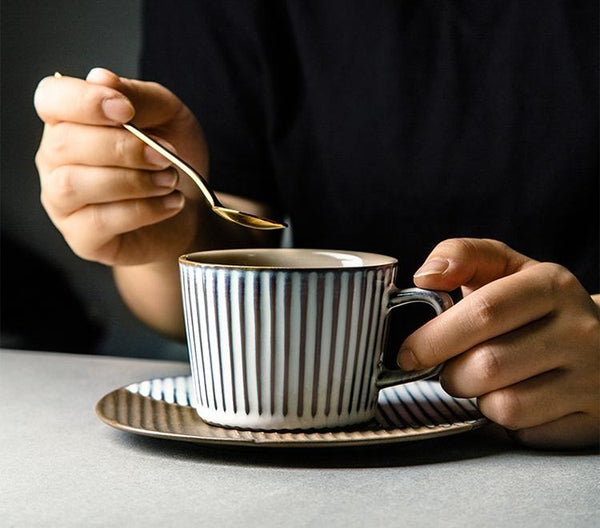 Pottery Coffee Cups, Cappuccino Coffee Mug, Ceramic Coffee Cups, Coffee Cup and Saucer Set, Coffee Cup for Sale, Tea Cup, White / Green / Blue / Yellow-Grace Painting Crafts