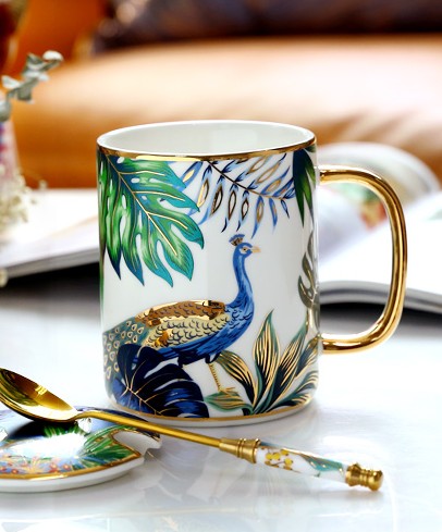 Large Capacity Jungle Animal Porcelain Mugs, Creative Porcelain Cups, Large Ceramic Mugs for Office, Unique Ceramic Mugs in Gift Box-Grace Painting Crafts