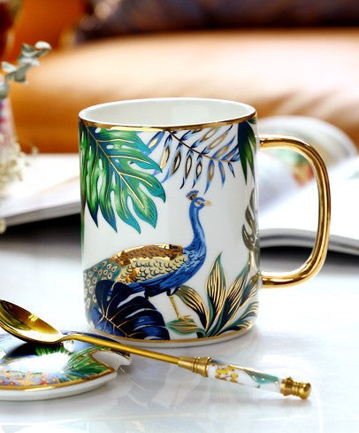 Unique Ceramic Mugs in Gift Box, Creative Porcelain Cups, Large Capacity Jungle Animal Porcelain Mugs, Large Ceramic Mugs for Office-Grace Painting Crafts