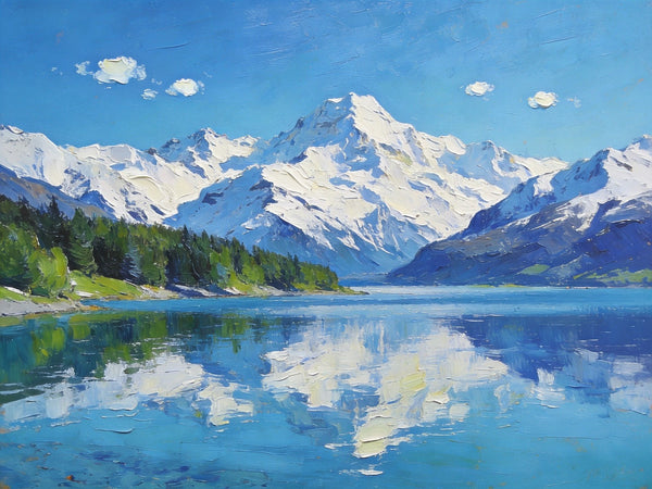 Mountain Reflecting Lake Beauty, Hand Painted Canvas Art, Landscape Oil Paintings, Canvas Wall Art for Living Room, Buy Original Paintings, Small Oil Paintings-Grace Painting Crafts