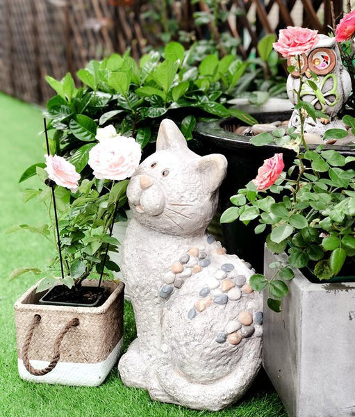 Large Lovely Cat Statue for Garden Courtyard Ornament, Animal Statue, Villa Outdoor Decor Gardening Ideas-Grace Painting Crafts