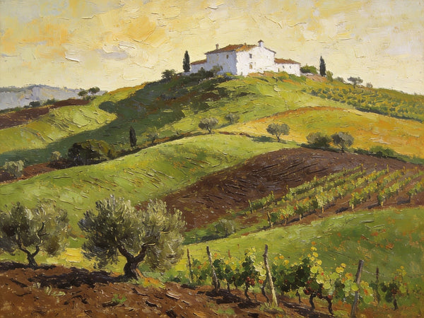 Original Landscape Paintings, Tuscan Hillside Charm, Canvas Wall Art Paintings, Hand Painted Canvas Art, Original Oil Paintings, Buy Canvas Paintings Online-Grace Painting Crafts