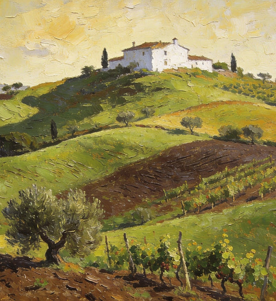 Original Landscape Paintings, Tuscan Hillside Charm, Canvas Wall Art Paintings, Hand Painted Canvas Art, Original Oil Paintings, Buy Canvas Paintings Online-Grace Painting Crafts