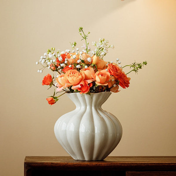 Modern Flower Vase Centerpiece on Table, Handmade Water Holding Flower Vases, Porcelain Flower Vases, Ceramic Bouquet Vases-Grace Painting Crafts