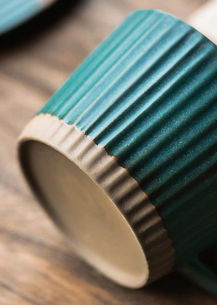 Ceramic Coffee Cups, Coffee Cup and Saucer Set, Pottery Coffee Cups, Cappuccino Coffee Mug, Coffee Cup for Sale, Tea Cup, White / Green / Blue / Yellow-Grace Painting Crafts