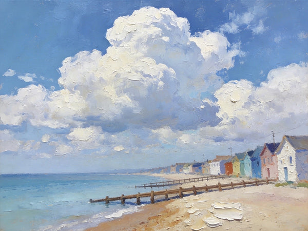 Small Landscape Paintings on Canvas, Coastal Village Captivating View, Seashore Paintings, Landscape Canvas Paintings, Original Oil Paintings, Hand Painted Canvas Art, Heavy Texture Oil Paintings-Grace Painting Crafts