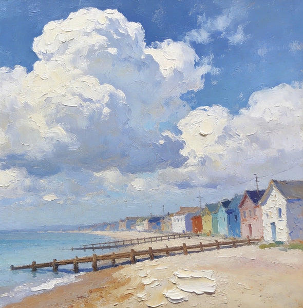 Small Landscape Paintings on Canvas, Coastal Village Captivating View, Seashore Paintings, Landscape Canvas Paintings, Original Oil Paintings, Hand Painted Canvas Art, Heavy Texture Oil Paintings-Grace Painting Crafts