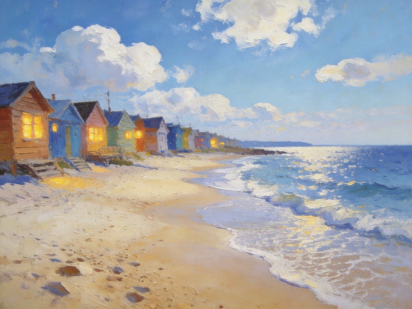Beachside Getaway, Landscape Canvas Paintings, Hand Painted Canvas Art, Small Landscape Paintings on Canvas, Heavy Texture Oil Paintings, Original Oil Paintings-Grace Painting Crafts