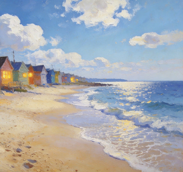 Beachside Getaway, Landscape Canvas Paintings, Hand Painted Canvas Art, Small Landscape Paintings on Canvas, Heavy Texture Oil Paintings, Original Oil Paintings-Grace Painting Crafts