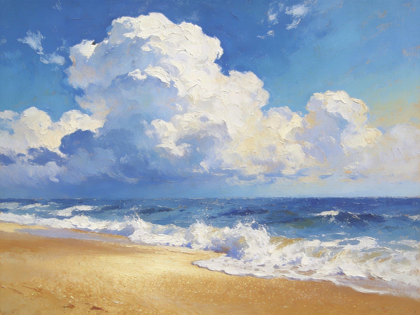 Sun and Sand Serenity, Seashore Beach Painting, Hand Painted Canvas Art, Small Oil Paintings, Original Landscape Paintings, Buy Painting Online, Heavy Texture Artwork-Grace Painting Crafts