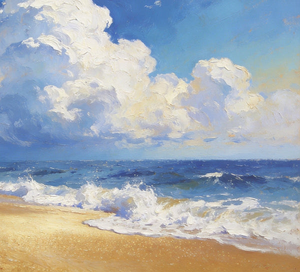 Sun and Sand Serenity, Seashore Beach Painting, Hand Painted Canvas Art, Small Oil Paintings, Original Landscape Paintings, Buy Painting Online, Heavy Texture Artwork-Grace Painting Crafts