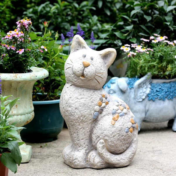 Large Lovely Cat Statue for Garden Courtyard Ornament, Animal Statue, Villa Outdoor Decor Gardening Ideas-Grace Painting Crafts