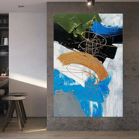 Large Acrylic Canvas Paintings, Living Room Abstract Wall Art Ideas, Large Wall Art Ideas, Impasto Painting, Simple Modern Abstract Painting-Grace Painting Crafts