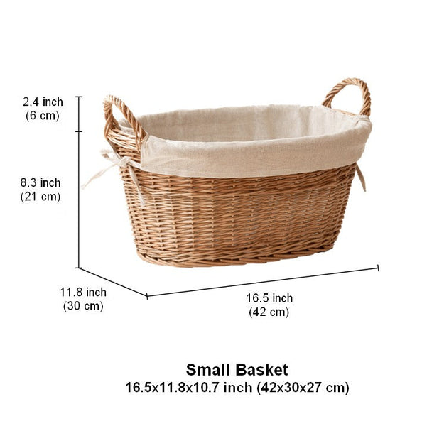 Large Kitchen Round Storage Baskets, Large Food Storage Basket with Handle, Natural Hand-woven Wicker Storage Basket for Clothes, Willow Weaving Baskets for Toys-Grace Painting Crafts