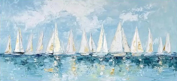 Large Wall Art Ideas for Living Room, Paintings for Living Room, Acrylic Painting on Canvas, Modern Paintings for Bedroom, Sail Boat Painting, Original Canvas Art-Grace Painting Crafts