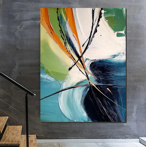 Dining Room Canvas Painting, Contemporary Modern Artwork, Large Canvas Painting for Office, Simple Modern Acrylic Paintings-Grace Painting Crafts