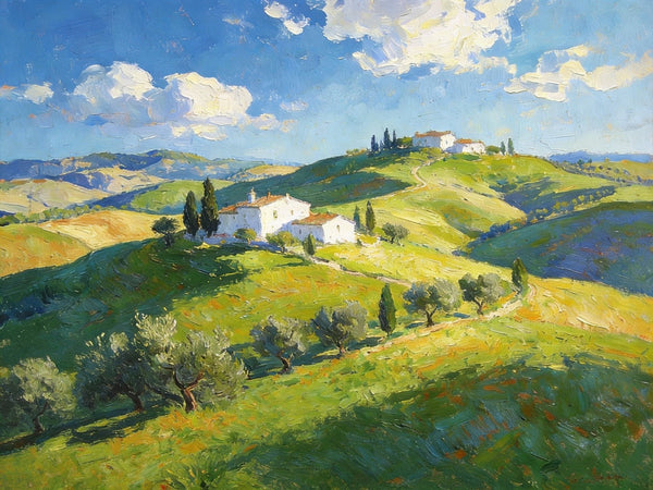 The Rolling Hills of Tuscany, Canvas Wall Art Paintings, Hand Painted Canvas Art, Original Landscape Paintings, Original Oil Paintings, Buy Canvas Paintings Online-Grace Painting Crafts