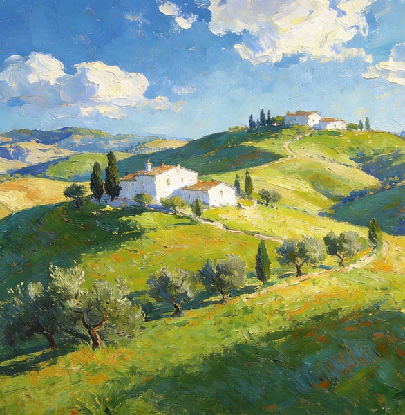 The Rolling Hills of Tuscany, Canvas Wall Art Paintings, Hand Painted Canvas Art, Original Landscape Paintings, Original Oil Paintings, Buy Canvas Paintings Online-Grace Painting Crafts