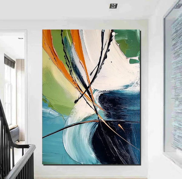 Dining Room Canvas Painting, Contemporary Modern Artwork, Large Canvas Painting for Office, Simple Modern Acrylic Paintings-Grace Painting Crafts