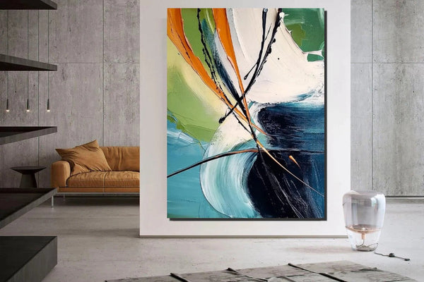 Dining Room Canvas Painting, Contemporary Modern Artwork, Large Canvas Painting for Office, Simple Modern Acrylic Paintings-Grace Painting Crafts