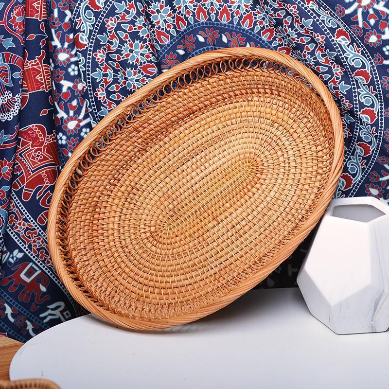 Rattan Storage Basket for Pantry, Round Storage Basket, Storage Baskets for Kitchen, Woven Storage Basket for Dining Room-Grace Painting Crafts
