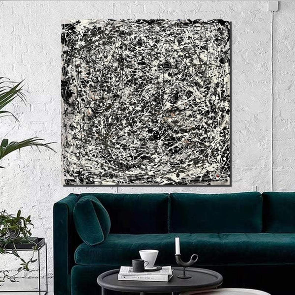 Modern Paintings for Dining Room, Hand Painted Wall Painting, Abstract Canvas Painting, Extra Large Abstract Artwork, Black Abstract Canas Art-Grace Painting Crafts