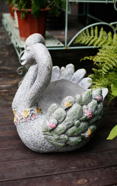 Extra Large Animal Statue for Garden Ornament, Swan Lovers Flower Pot, Swan Lovers Statues, Villa Courtyard Decor, Outdoor Decoration Ideas, Garden Ideas-Grace Painting Crafts