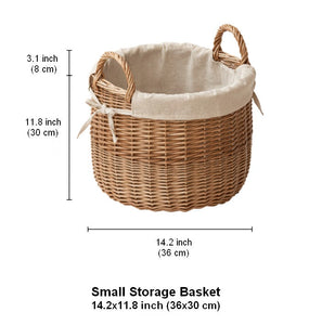Large Round Storage Basket for Clothes, Natural Hand-woven Wicker Storage Basket for Clothes, Willow Weaving Baskets for Clothes, Extra Large Kitchen Storage Baskets-Grace Painting Crafts