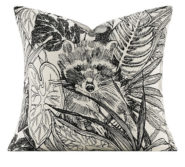 Animal Jungle Raccoon Decorative Throw Pillows for Bedroom, Large Throw Pillow for Interior Design, Contemporary Square Modern Throw Pillows for Couch-Grace Painting Crafts