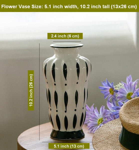 Modern Flower Vases on Table, Porcelain Flower Vases, Water Holding Flower Vases, Handmade Bouquet Ceramic Vases-Grace Painting Crafts