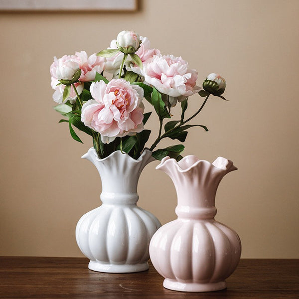 Handmade Water Holding Flower Vase, Ceramic Bud Vases, Small Flower Vases on Table, Rustic Porcelain Flower Vases-Grace Painting Crafts