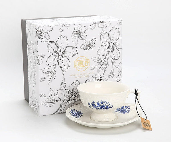 Porcelain Coffee Saucer, Traditional Ceramic Tea Cup with Saucer, Afternoon Tea Saucer Set, Coffee Gift Box Set, Vintage Tea Cup Set, Modern Ceramic Cup-Grace Painting Crafts