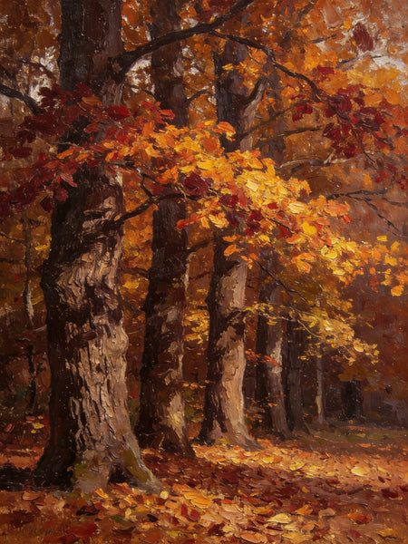 Original Landscape Art, Autumn Forest Landscape, Landscape Paintings for Bedroom, Small Oil Paintings, Hand Painted Canvas Art, Heavy Texture Wall Art Paintings-Grace Painting Crafts