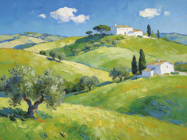 The Hills of Tuscany, Palette Knife Oil Paintings, Small Landscape Paintings, Original Oil Paintings, Landscape Canvas Paintings, Hand Painted Canvas Art-Grace Painting Crafts