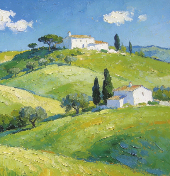 The Hills of Tuscany, Palette Knife Oil Paintings, Small Landscape Paintings, Original Oil Paintings, Landscape Canvas Paintings, Hand Painted Canvas Art-Grace Painting Crafts